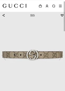 authentic Gucci girls boys beige/brown GG ebony print belt w/sliver buckle Large - Picture 1 of 12