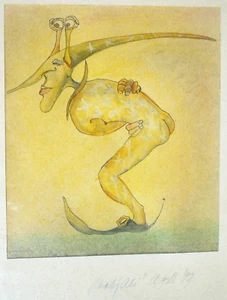 Andrea Leporisova pintura imagen seres fabulosos 1993 Eslovaquia grotesco arte extravagante - Imagen 1 de 5