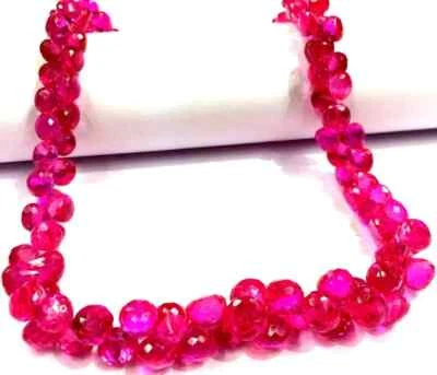 AAAA++Extremely Rare Pink Spinel Faceted Beads Briolettes Onion Drop Beads. - Image 1 of 4