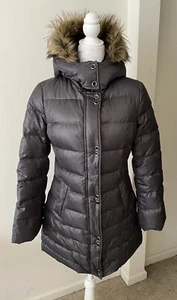 Soia & Kyo Down Puffer Coat Faux Fur Trim Hood Gray Sz. M - Picture 1 of 5