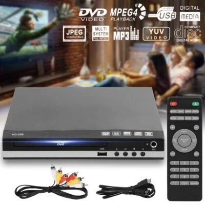 Reproductor de DVD 2025 sin todas las regiones Reproductor de discos DVD CD Salida AV Control remoto USB Foto 1 de 4