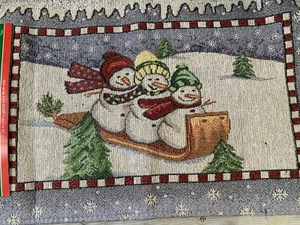 2er Set Gobelin Tischsets Schneemann Weihnachten Haus - Bild 1 von 3