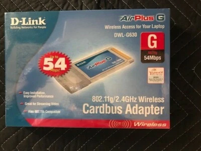 D-Link AirPlus G Wireless Cardbus Adapter 2.4GHz Model DWL-G630 New Sealed - Image 1 of 2