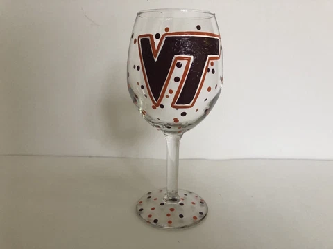 Virginia Tech Hokies Stemmed Wine Glass 10 ounces Ships Fast Cover