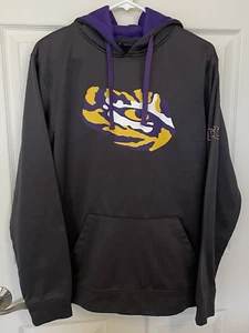 LSU Tigers Pullover Hoodie Sweatshirt Men's Large Dark Gray Football NCAA Mens - Picture 1 of 6