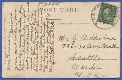 USS WEST VIRGINIA ship cancel on 1909 PPC from Philippines Far East Hong Kong - Image 1 of 2