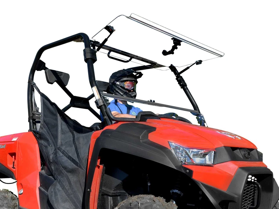 SuperATV Heavy Duty Scratch Resistant Flip Windshield for Kymco UXV 450i - Image 1 of 4