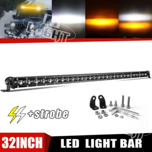 Grille Bumper Slim 32"LED Light Bar Strobe White Yellow For Toyota Tacoma Hidden - Bild 1 von 14