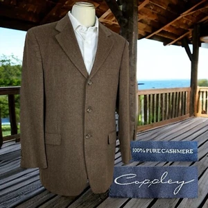 Coppley Sport Coat Mens 40R Brown Herringbone 100% Cashmere Soft - Picture 1 of 13