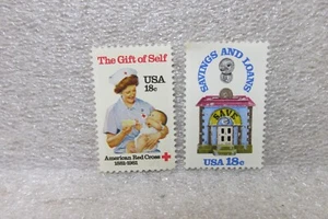 1981 U. S. 18c MNH RED CROSS & SAVINGS & LOAN SCOTT #1910-1911 - Picture 1 of 1