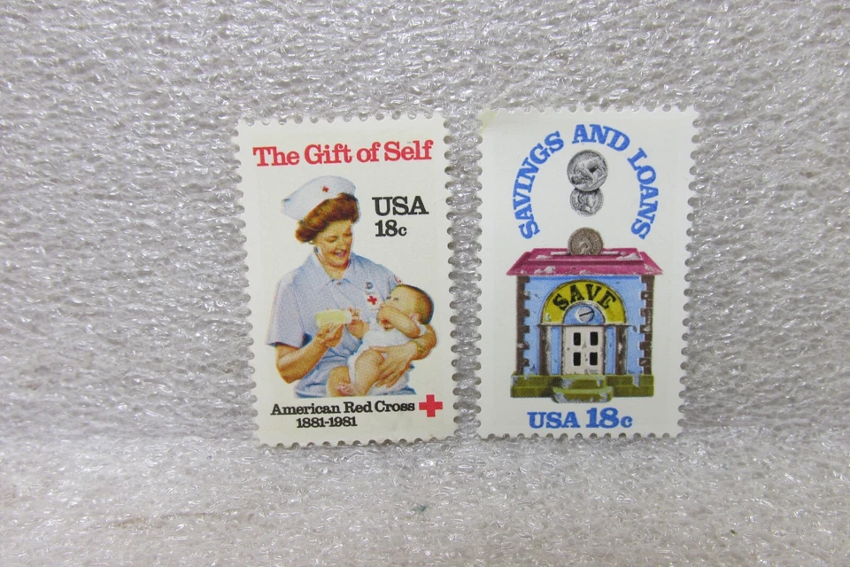 1981 U. S. 18c MNH RED CROSS & SAVINGS & LOAN SCOTT #1910-1911 - Image 1 of 1