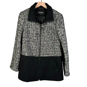 Ellen Tracy Jacket Size 6 Womens Black Gray Zipper Front Coat Warm Preppy  - Imagen 1 de 10