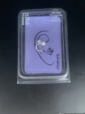 Pendiente Helix Tragus Anti Tragus Acero Inoxidable 316L, 16g 1.29mm Diamante Nuevo Foto 1 de 4