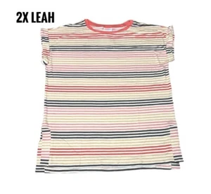 2x Lularoe Leah Tunika Top Streifen rosa Seitenschlitze Viskose dehnbar passt 22/24 - Bild 1 von 1