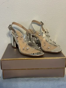Louise et Cie Lo-Kamber2 Women’s Size 8 Pearl Studded Sandals Heels - Mint - Picture 1 of 11