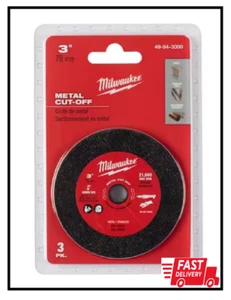 3 in. Milwaukee Metal Cut Off Wheel Angle Grinder Saw Blade Cutter Disc (3 pack) - Picture 1 of 2