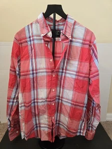 Abercrombie & Fitch Red/Blue Plaid Button-Up Shirt | Men's Casual Style Medium - Picture 1 of 4