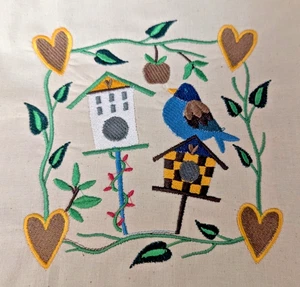 Embroidered Quilt Block Panel "Home Sweet Home" - Picture 1 of 1