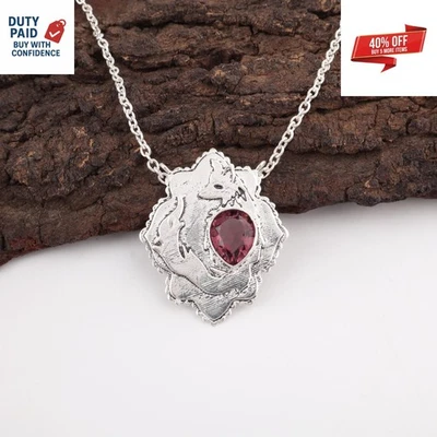 Oferta Black Friday Plata Esterlina Pera Natural Rodolita Madre Colgante Joyería Foto 1 de 4