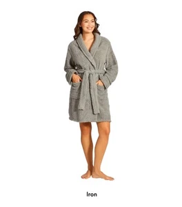 Mythology Plush Berber Knee Length Robe, Iron Gray - Picture 1 of 2