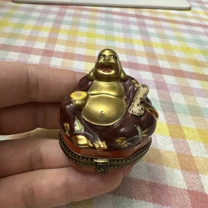 Limoges Peint Main Schmuckschatulle Gold Buddha - Bild 1 von 8