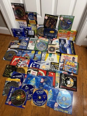 HUGE AOL Disc Lot Of 50 America Online CDs Platinum Gold Free Hours Disk - Image 1 of 4