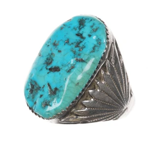 Sz12.75 Robert and Bernice Leekya Zuni sterling and turquoise ring - Picture 1 of 7