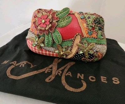 Mary Frances Beaded Embellished Handbag Patchwork Flowers Floral Strap Dust Bag - Image 1 of 4