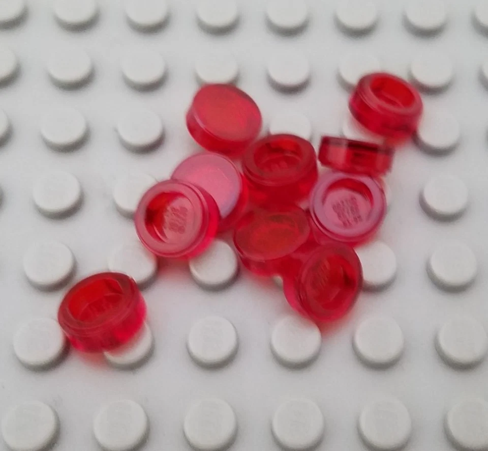 LEGO Lot of 10 Translucent Red 1x1 Round Tile Pieces - Image 1 of 1