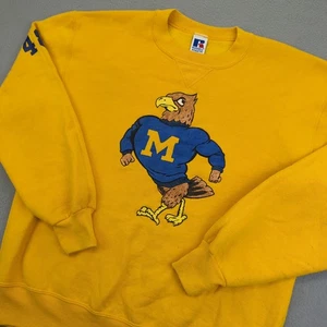Vintage Morehead State Eagles Sweatshirt Mens Large Yellow NCAA Russell USA Made - Picture 1 of 16