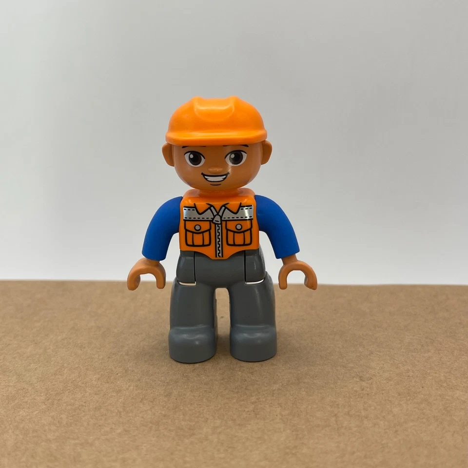 LEGO DUPLO Construction Worker Figure Orange Hard Hat Minifigure Combi P&P #9 - Image 1 of 3