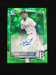 Bowman 2025 cromo zafiro Maykel Coret primer refractor verde automático 88/99 rayos - Imagen 1 de 2