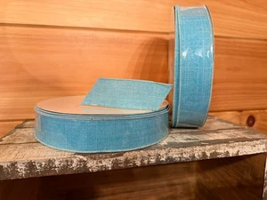 Light Teal Blue Wired Ribbon 1.5" x 50 Y Rustic Baby Shower Ice Blue Christmas - Picture 1 of 6