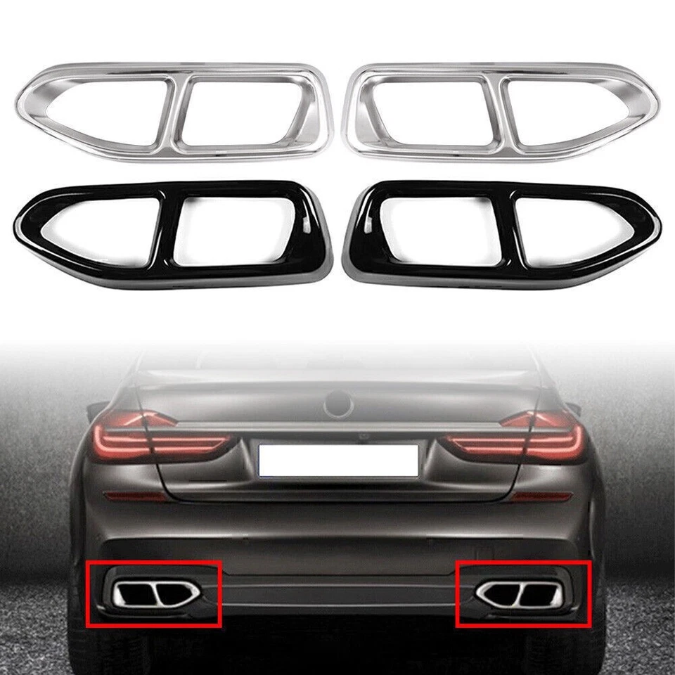 Pair Car Tail Exhaust Pipe Output Cover Trim For BMW 7 Series G11 G12 2016-18 17 - image 1 of 4
