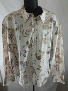 Camisa frontal con botones DKNY para hombre multicolor blanca floral manga larga 100 % algodón XXL - Imagen 1 de 12