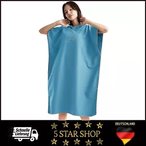Handtuch Poncho 110x80cm Mikrofaser Quick Dry Surf Badeponcho Blau mit Kapuze - Bild 1 von 10