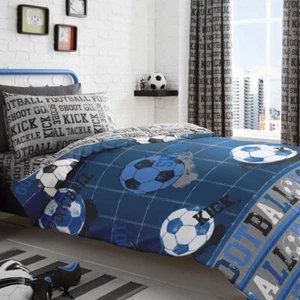 Bedlam Football Kinder Kids Wende Bettbezug Schlafzimmer Kollektion Blau - Bild 1 von 21