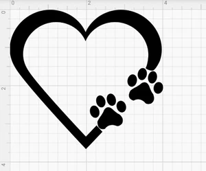 PAW PRINT HEART 3" Die cut Vinyl Decal - Car Window Sticker PUPPY I LOVE MY DOG - Picture 1 of 7