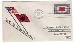 #918 Albania 1943 FDC Overrun Nations - Volker Hand-Painted - Picture 1 of 2