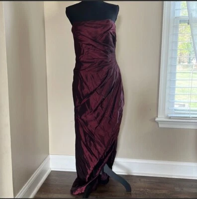 Vestido ceñido al cuerpo vintage Victor Costa tubo sin tirantes con abertura púrpura talla 14 Foto 1 de 4