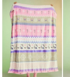 Forever 21 Hello Kitty Fair Isle Holiday Christmas Throw Blanket Candy 50 X 60 - Picture 1 of 4