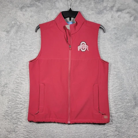 Ohio State Vest Womens Medium Pink Full Zip Fleece Lined Pockets Sleeveless Cover