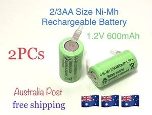 2 × NiMH 2/3AA Size(14*28mm) Rechargeable Batteries 1.2V 600mAh - Picture 1 of 1