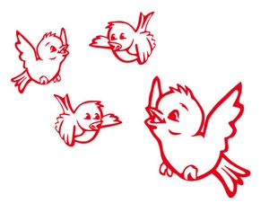 4 Spatzen Vögel - Fenster Aufkleber Sticker Wandtattoo selbstklebend wetterfest - Bild 1 von 5
