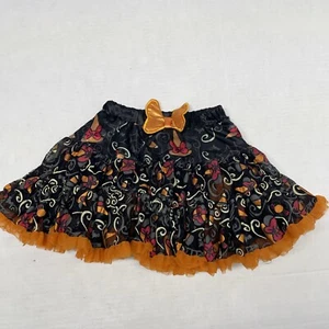 Disney Park Original Halloween Tutu Skirt Skort Girls S Black Orange Minnie Bows - Picture 1 of 8