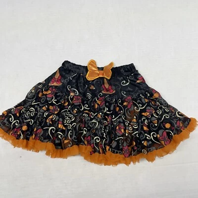 Disney Park Original Halloween Tutu Skirt Skort Girls S Black Orange Minnie Bows - Image 1 of 4