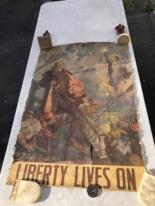 Genuine WW2 World War II Howard Chandler Christy Poster Liberty Lives On 1942 - Picture 1 of 9