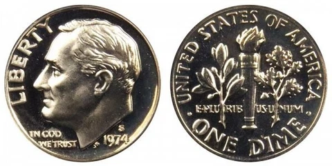 1974 S Proof Roosevelt Clad Dime Cover