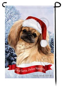 Dear Santa, Define Naughty Garden Flag - Fawn Sable Pekingese 098D - Picture 1 of 1