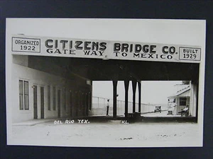 Del Rio Texas Citizens Bridge Co Gateway México Foto Real Postal RPPC Años 50 - Imagen 1 de 2